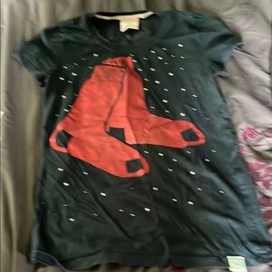 PINK Victoria's Secret Navy Blue and Red Short Sleeve Tee
